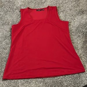 Susan Graver Passport Red Square Neck Blouse Tank Top